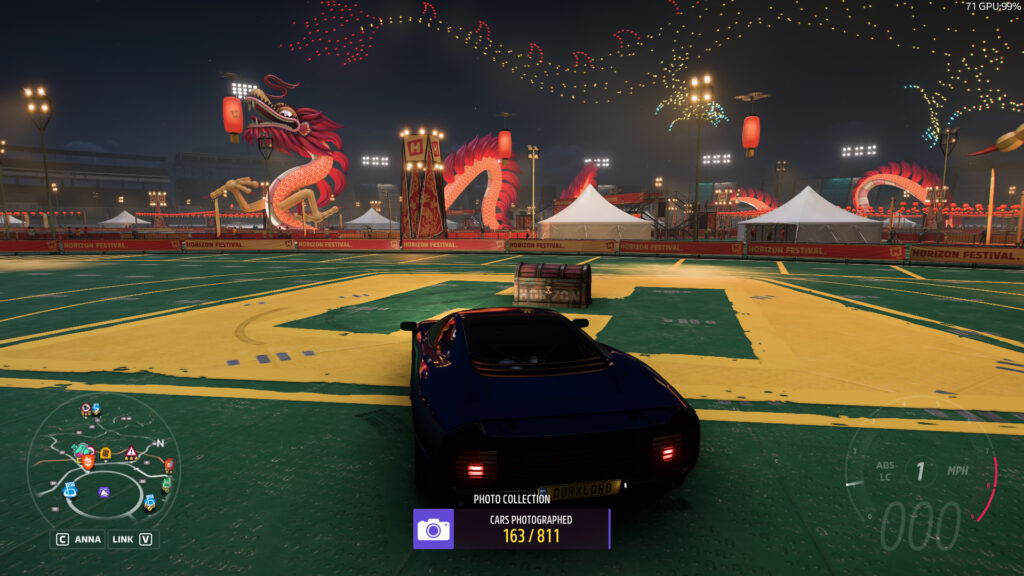 Drive your car into the treasure chest to unlock the reward and earn the three points (Image via Playground Games)